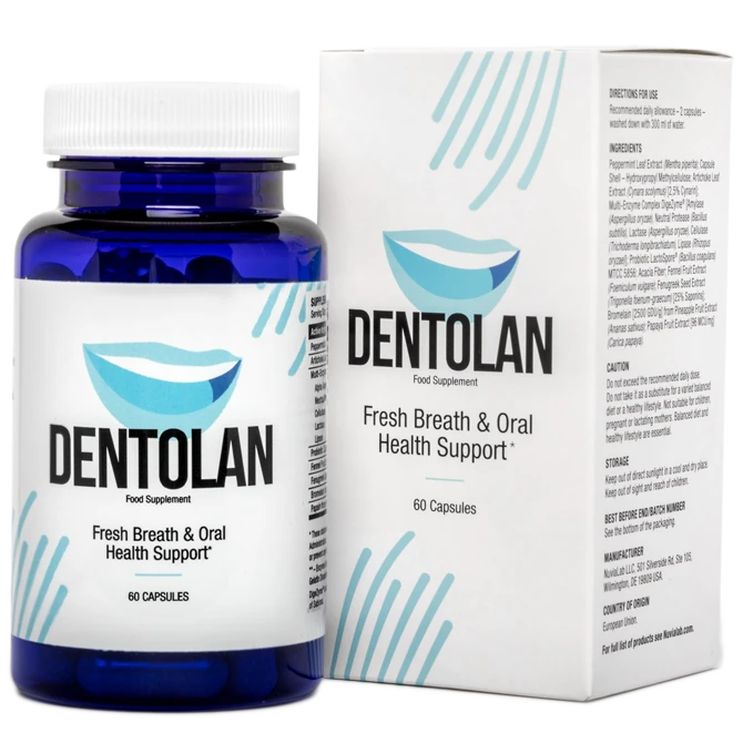 Confezione di Dentolan, integratore per un alito fresco