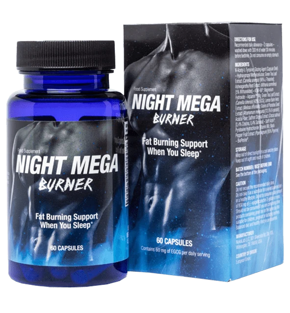 Confezione di Night Mega Burner, l'integratore brucia grassi notturno