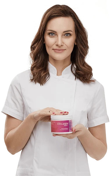 Donna che tiene il prodotto Collagen Select